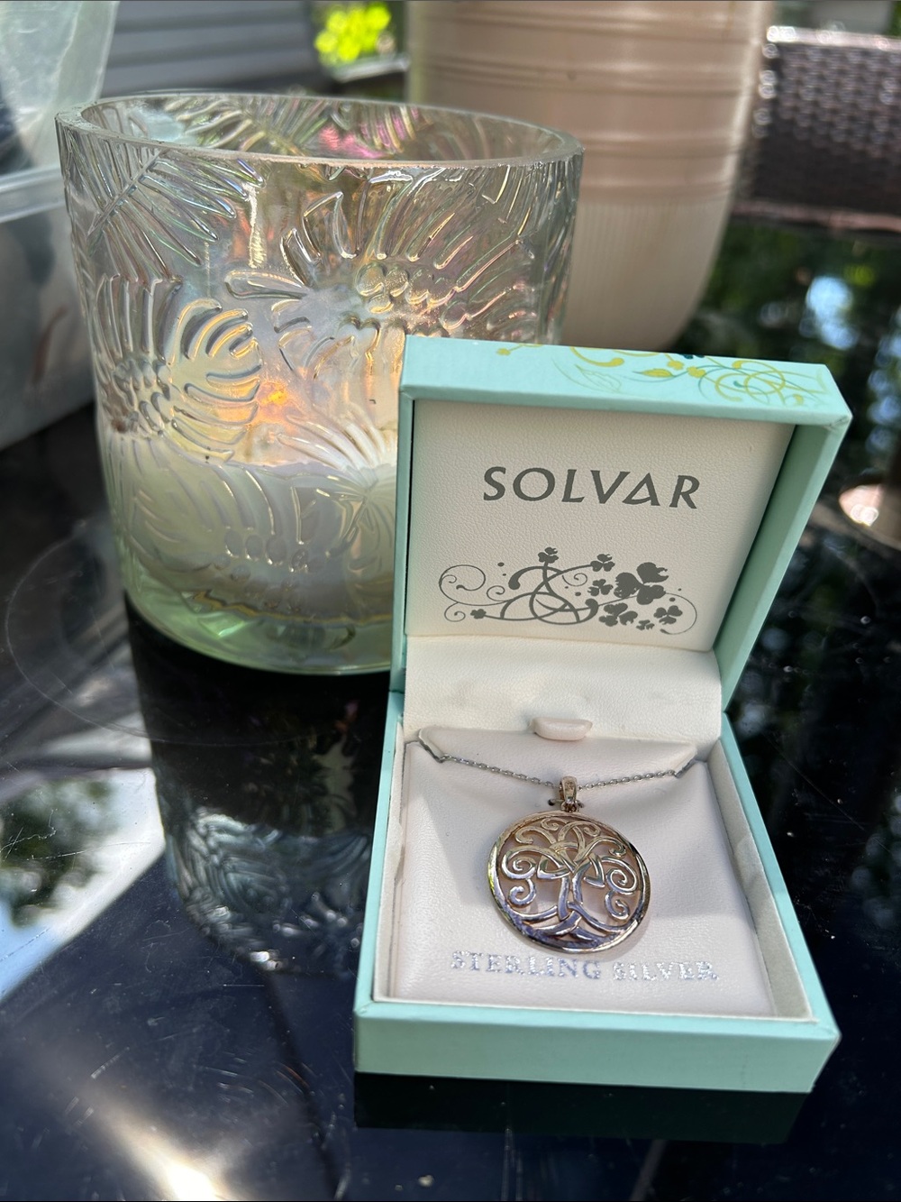 Solvar Sterling Silver Filigree Round Pendant Necklace in Silver - Picture 2 of 4